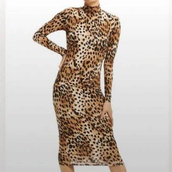 Good American Dresses & Skirts - Good American Leopard Print Sundown Midi Dress Size Small/1